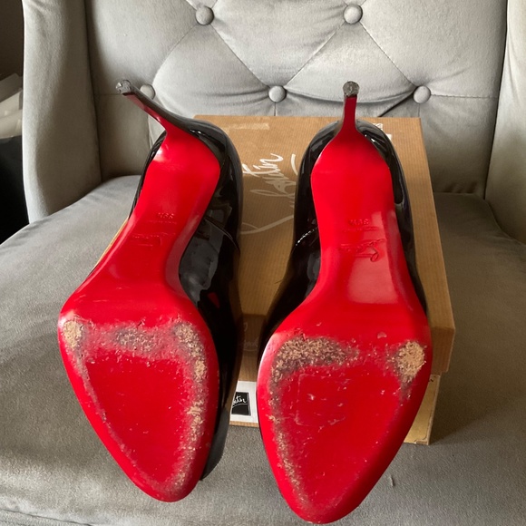 Christian Louboutin Black Patent New Very Privé Pumps 120mm Red Toe Size 39.5 - Picture 8 of 12